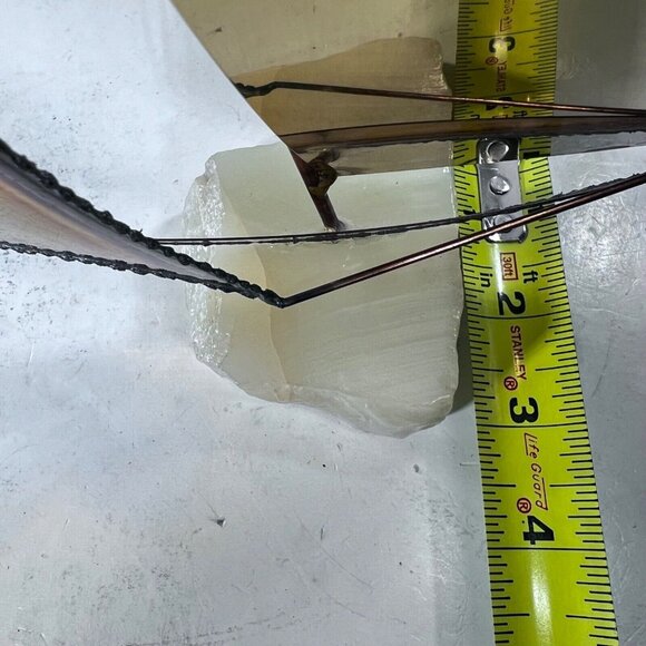 Vtg MCM Mario Jason Handmade Brass Sailboat Sculpture Marble Quartz Base Signed - Picture 9 of 9